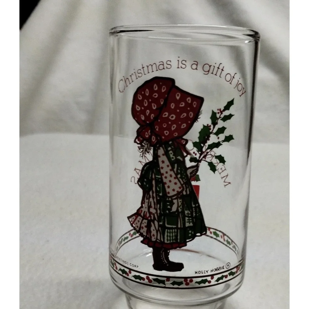 Set of‎ 2 Holly Hobbie Coca-Cola Christmas Glasses 1970s Vintage Limited Edition